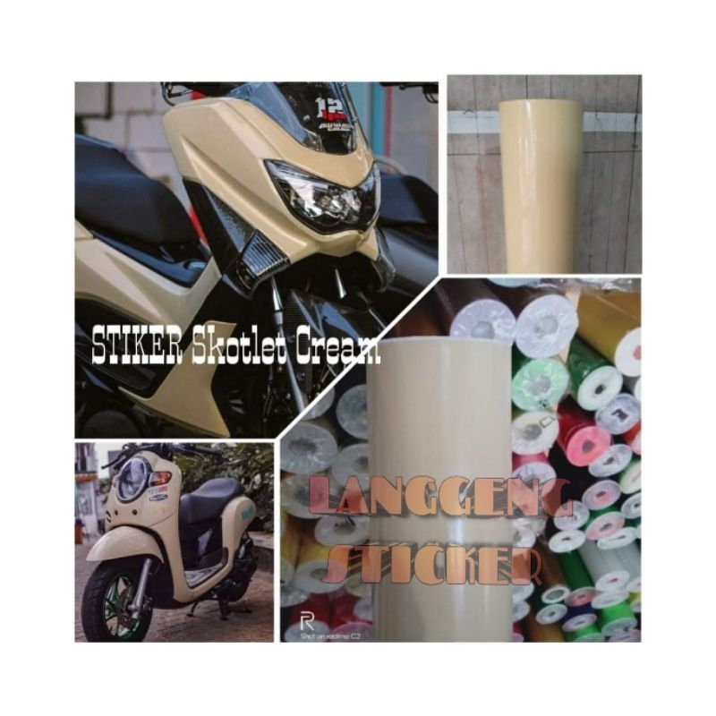 Sticker skotlet cream scotlite cream untuk motor Stiker Scotlet Warna Crem Glossy