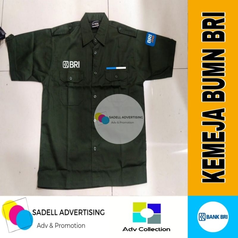 Kemeja PDH BRI Mo Seragam PDH BRI Mo Hijau Army Lengan Pendek Pria Bordir