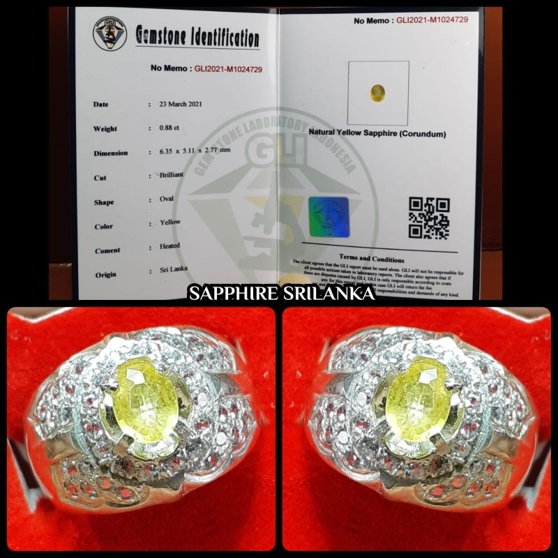 BATU PERMATA YAKUT SAPPHIRE SRILANKA + RING PERAK