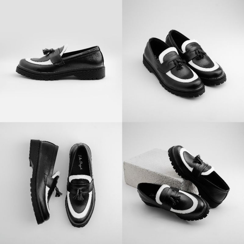 Sepatu wanita docmart hitam berpadu putih RIFANA SHOES