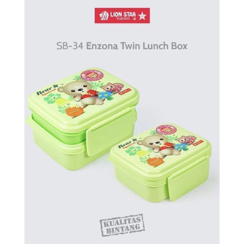 Enzona Twin Lunch Box SB 34 / Kotak Makan Bekal Anak 2 Susun