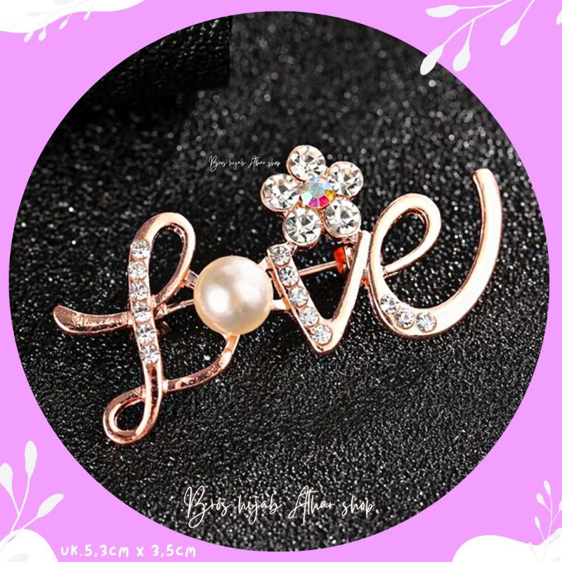 Bros love Korea import premium bross hati mutiara permata brooch by Athar shop 1