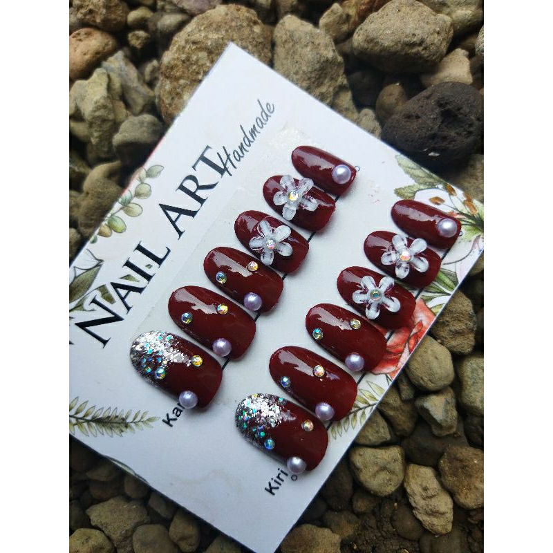 kukupalsu oval maroon 12 pcs LENGKAP dgn lemnya