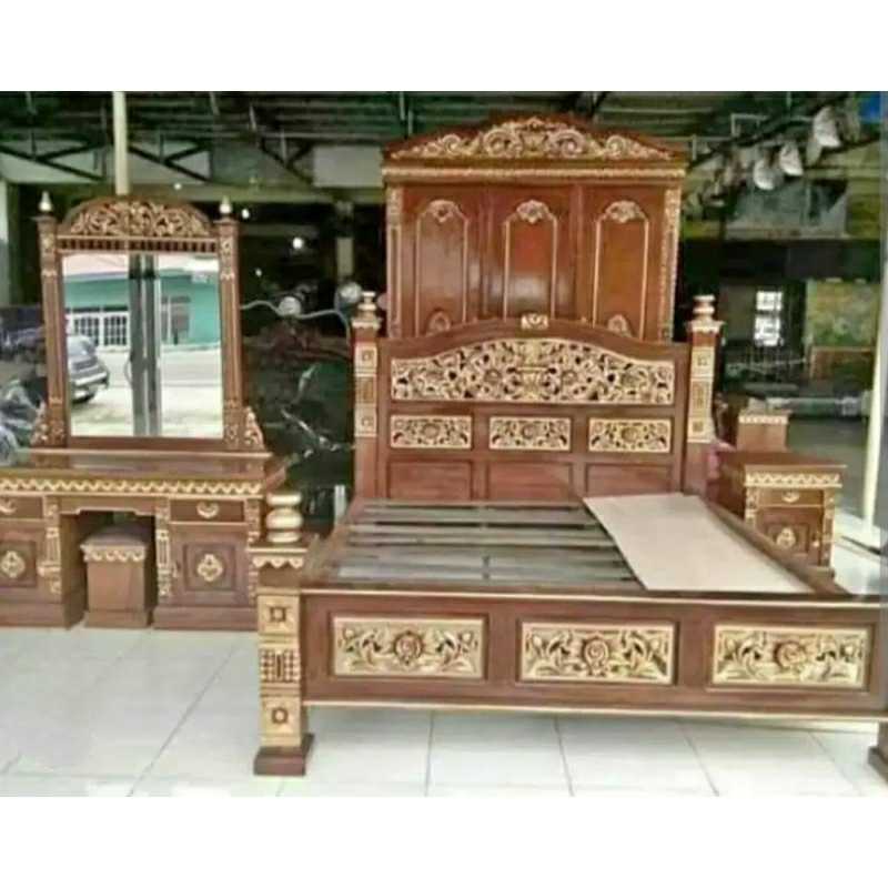 Kamar Set Rahwana / Kamar Set Kayu Jati / Kamar Set Jati / Kamar Set Murah / Set Kamar Tidur Jati