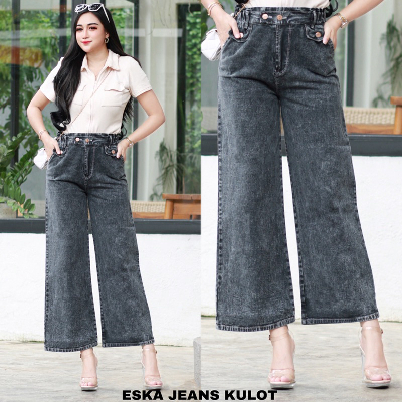 Eska Jeans Kulot Jeans Korean Dua Kancing Pinggang Karet