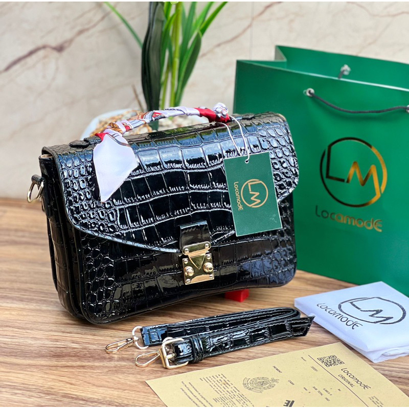 Tas Wanita Import METIS CROCO GLOSY uk.24x18 (free paperbag,syal)