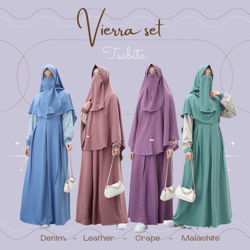 READY SIAP KIRIM Gamis Vierra Set By Tsabita Free Khimar Cadar Ped