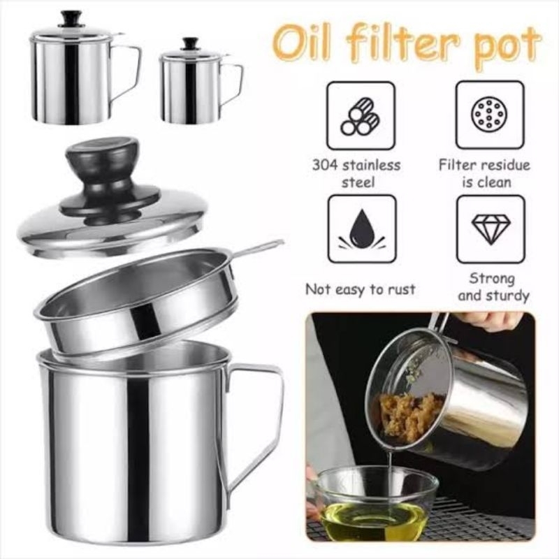 OIL POT WADAH SARINGAN MINYAK STAINLESS STEEL