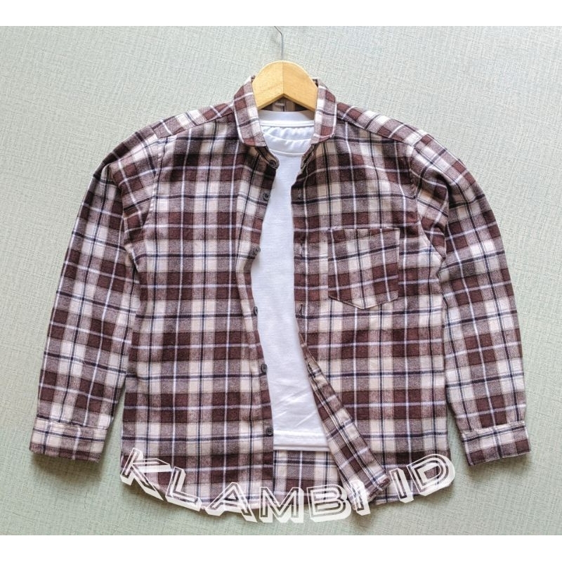 Kemeja Flanel Anak Cowok Cewek Unisex Usia 4 5 6 7 8 9 tahun klambi id