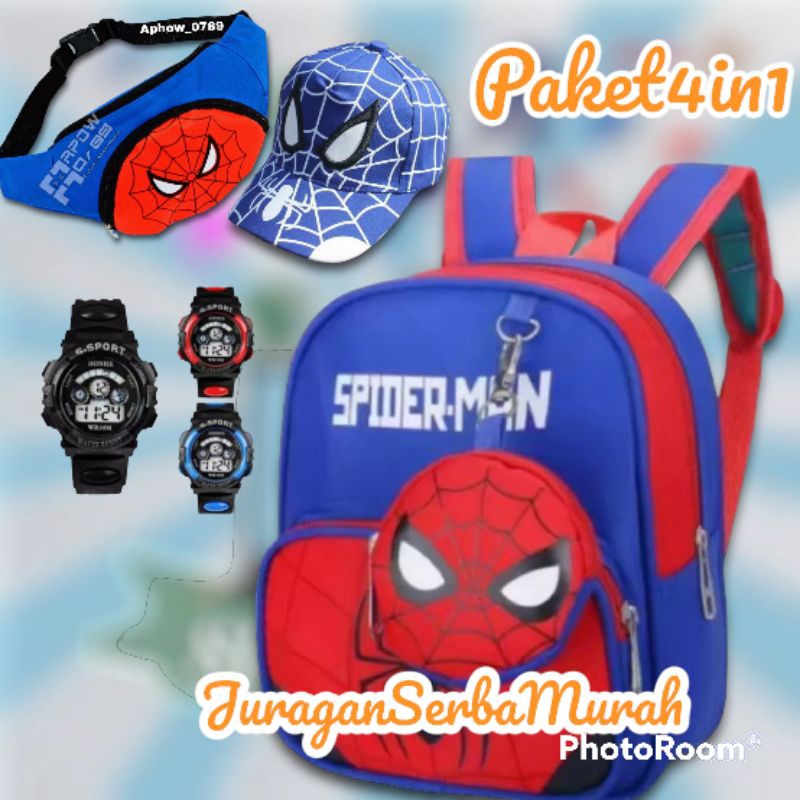 Tas Ransel Sekolah Dasar TK SD Karakter Spider-Man Dan superhero Murah