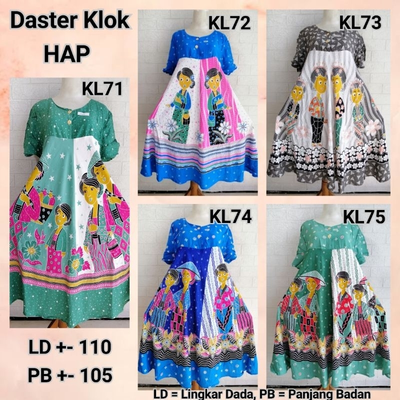 Daster Klok HAP Rijek Sablon Minor LD100-110 Rayon (Harap Dibaca Sebelum Membeli)