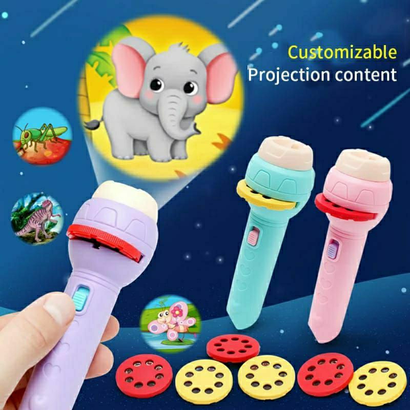 MAINAN EDUKASI FLASHLIGHT PROJECTOR GAMBAR MODEL SENTER MINI