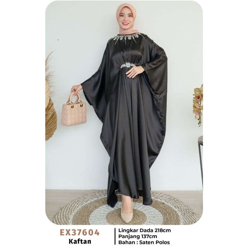 (SIAP KIRIM) 37604 GAMIS KAFTAN POLOS PAYET ORIGINAL BY EXTU