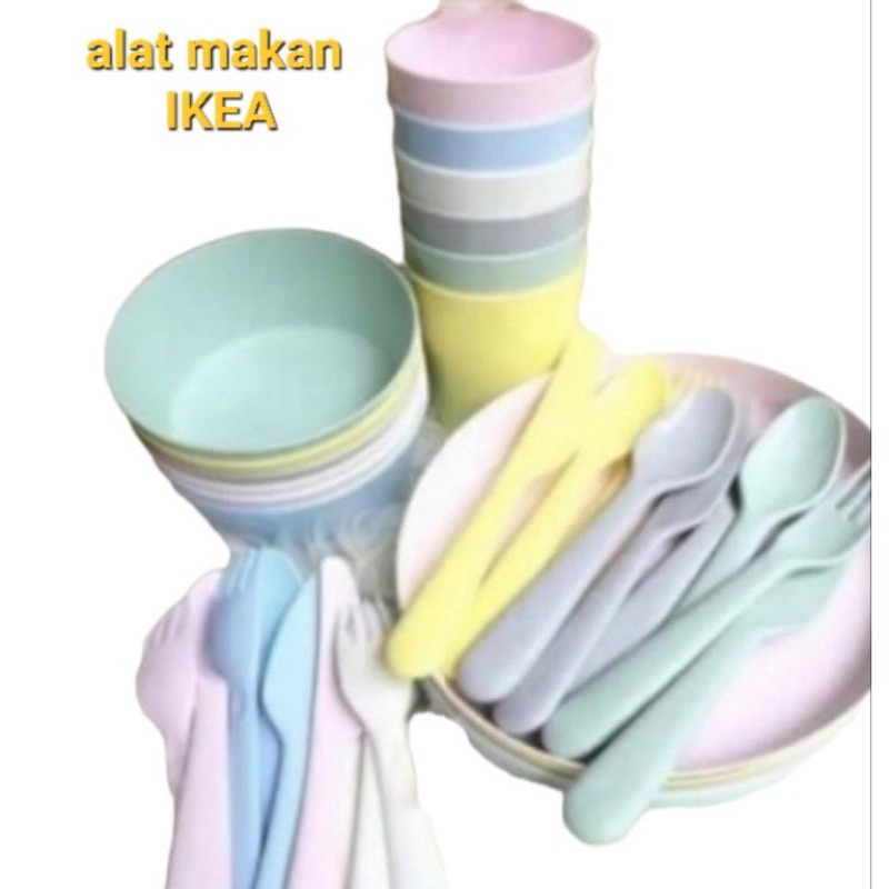 Hcs - IKEA Kalas set alat makan plastik anak piring gelas sendok garpu pisau