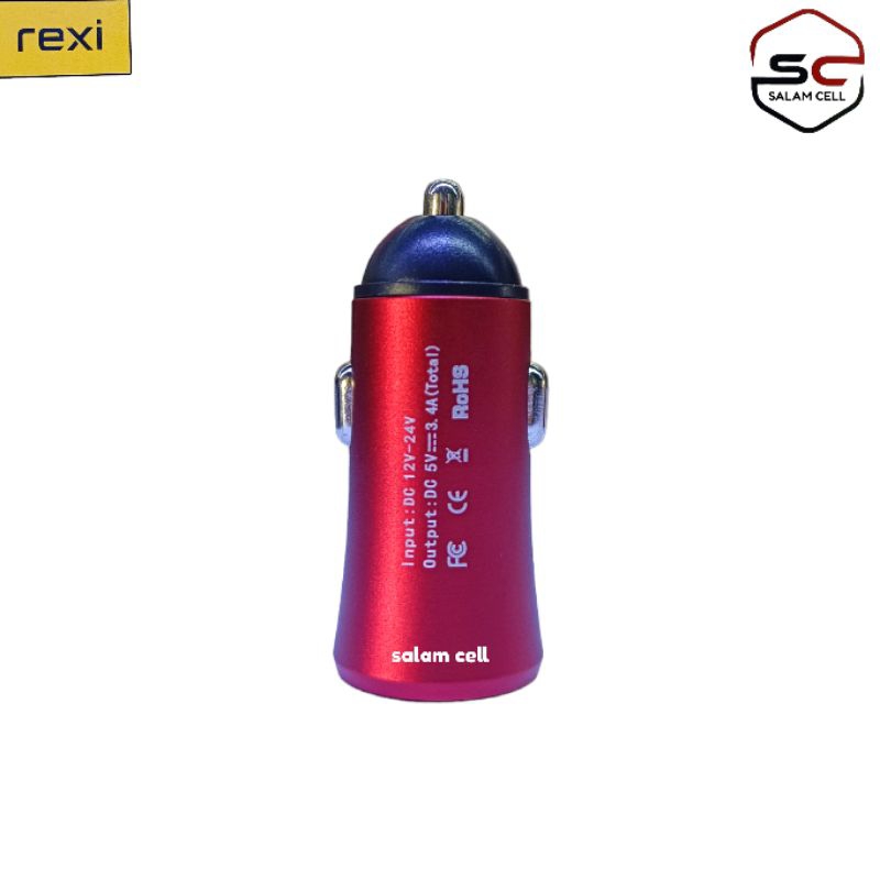 Charger Mobil DC 12V-24V Charger Motor Rexi GC34-M Dual Devices Charging Original Garansi Resmi
