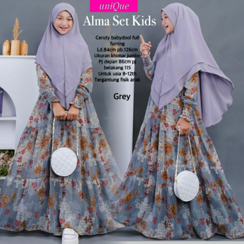 ALMA SET KIDS // SETELAN GAMIS SYAR'I ANAKN// UNIQUE