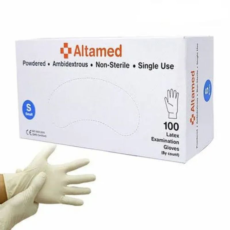 SARUNG TANGAN LATEX GLOVE ISI 100pcs Safeglove Safe glove Altamed#AMG