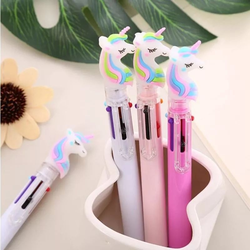 

Pulpen ISI 6 Warna Karakter Pena Unicorn Mekanik Warna Warni Bolpen Kartun