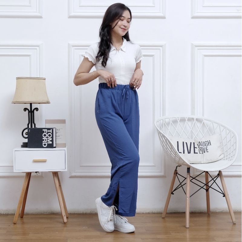 Izzie Loose Pants Celana Kulot Wanita Celana Kerja High Waist