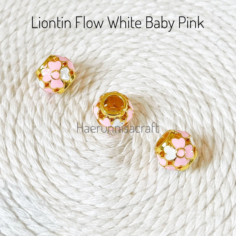 Liontin Flow White Baby Pink Charm Untuk Gelang dan Kalung Emas Fashion