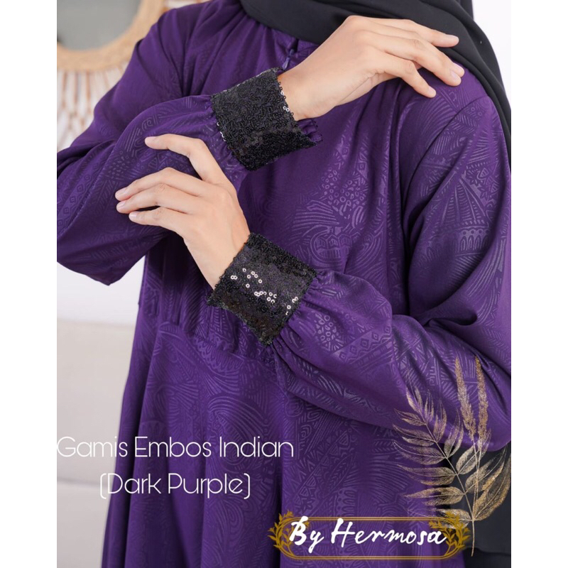 Gamis Embos Hermosa Original Indian Ungu Umbrella 4m - Gamis Hermosa