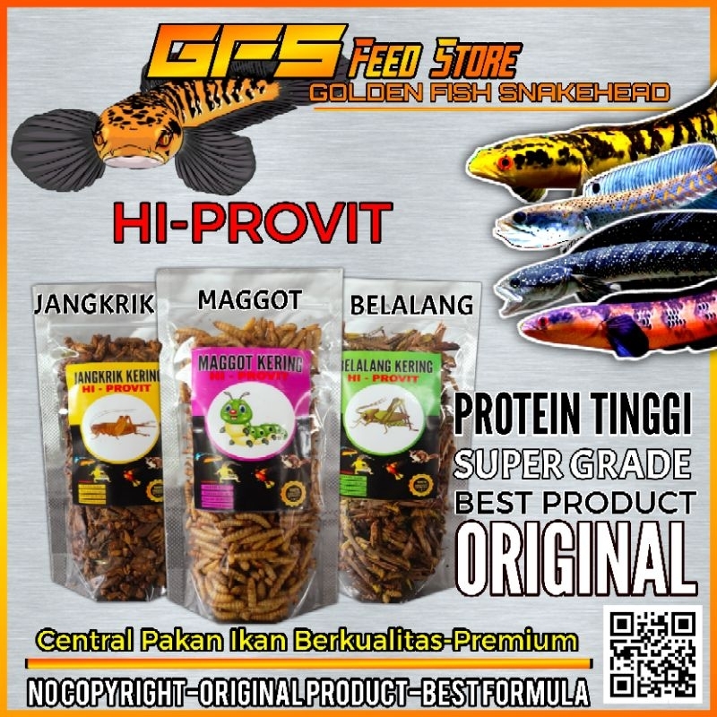 Maggot Kering HI-PROVIT Pakan Gecko,Ikan,Murai,Dll