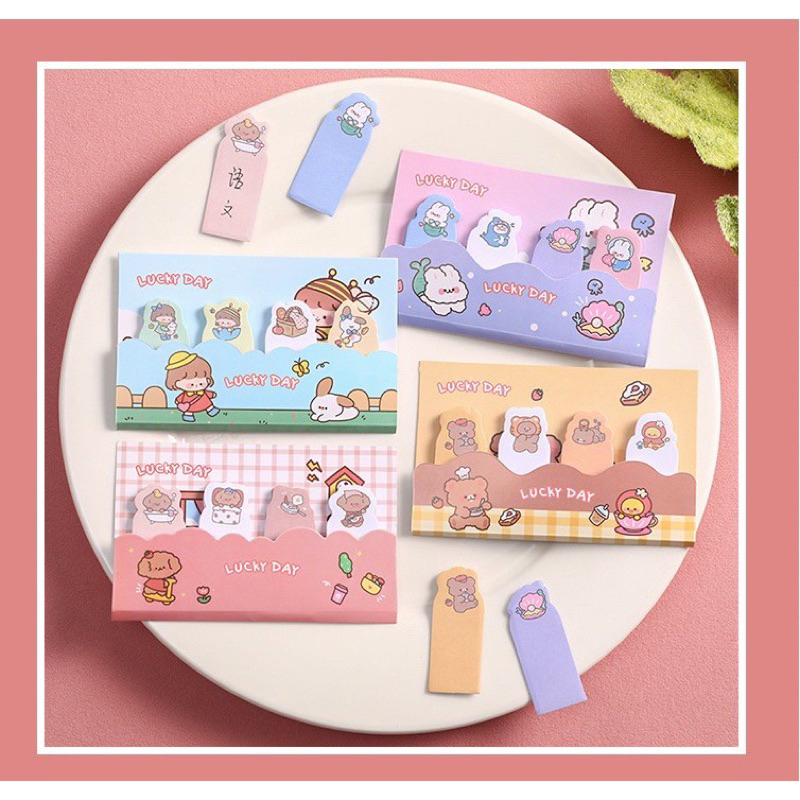 

sticky note pembatas kertas buku bookmark alat tulis murah imut lucu motif hewan girl animal rabbit mermaid bear lucu kiyowo kawaii murah