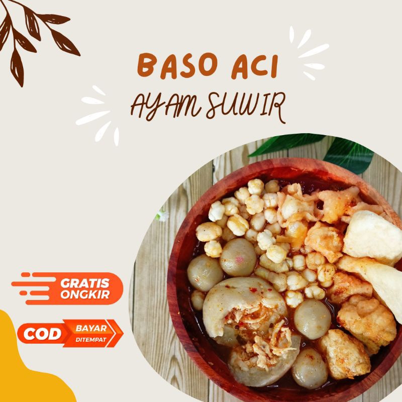 

Baso Aci Ayam Suwir Pedas Jumbo/Boci Khas Garut Baraya isi Ayam Jletot/Baso Aci Bumbu Cikur Daun Jeruk