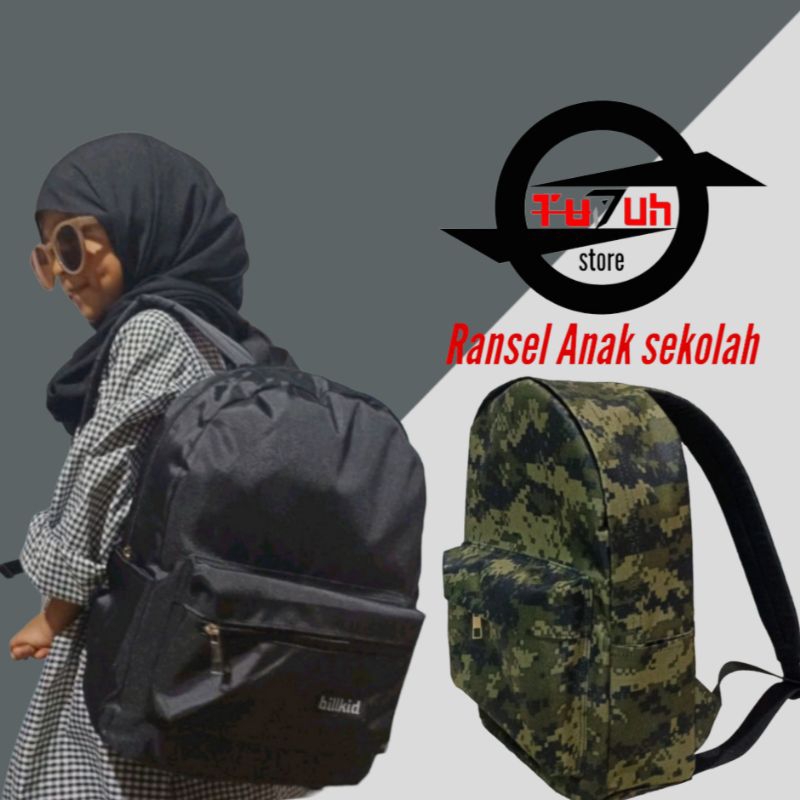 Tas Ransel Anak Sekolah Sd Tas Gendong Army Pria Wanita Tas Punggung polos, loreng Army/Tu7uh store slingbagkonveksi produktion