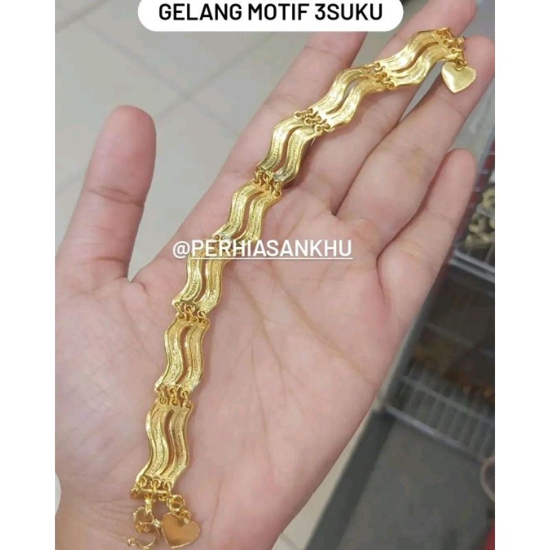 gelang motif 3suku repl emas 24k