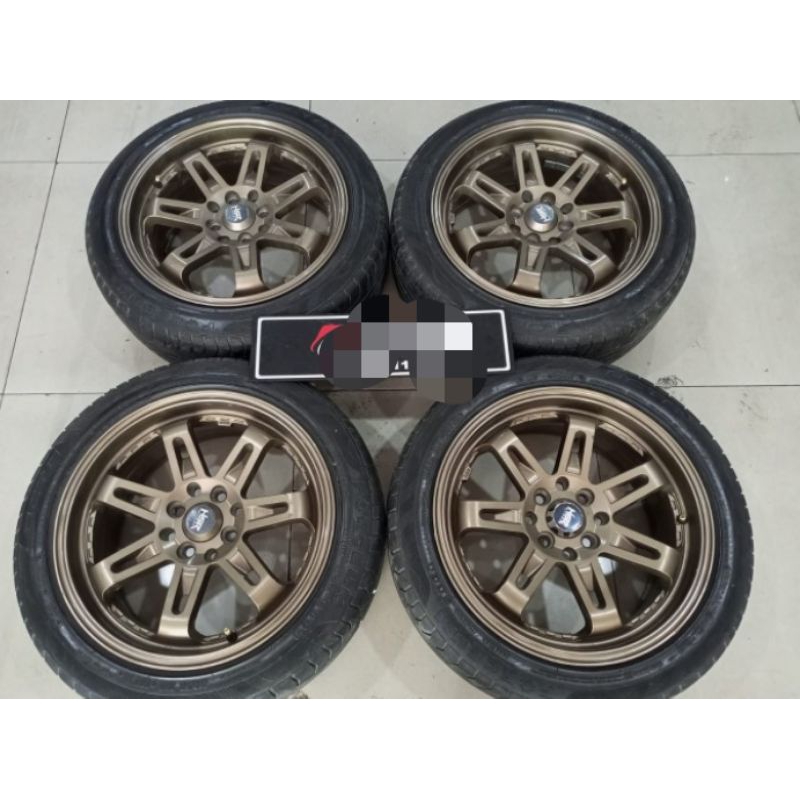 Velg Mobil Bekas Hsr Daimon Ring 16 Pcd 4x100/114 + Ban Octa 195 50 r16 Buat Jazz Yaris Livina Avanz