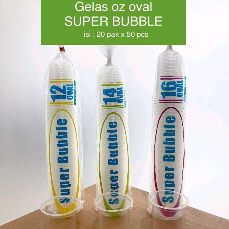 Gelas plastik oval / U cup 14oz 16oz