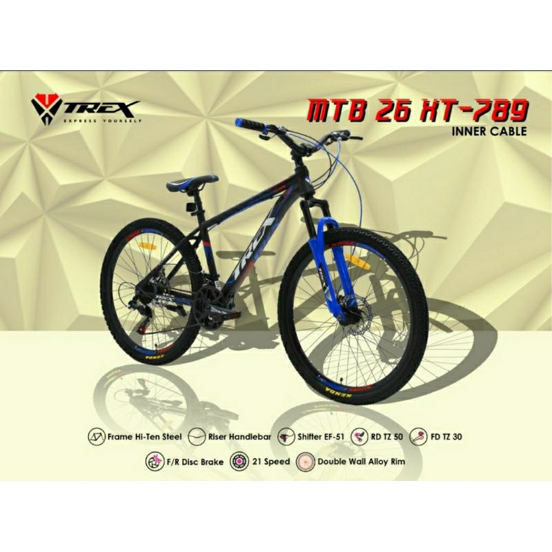 Sepeda Gunung MTB 26 inch Trex XT-789 26" XT789 New Model XT 789