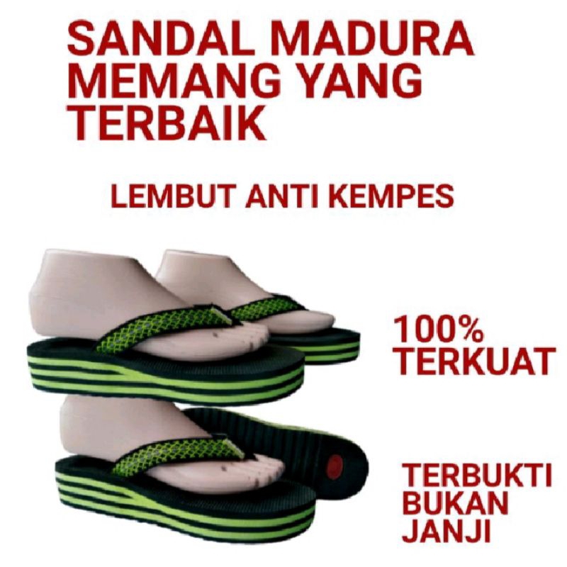 SANDAL MADURA CEWEK DEWASA TINGGI 4cm Size 36-42 GROSIR PALING MURAH SANDAL WEDGES SANDAL GUNUNG KUAT TAHAN LAMA