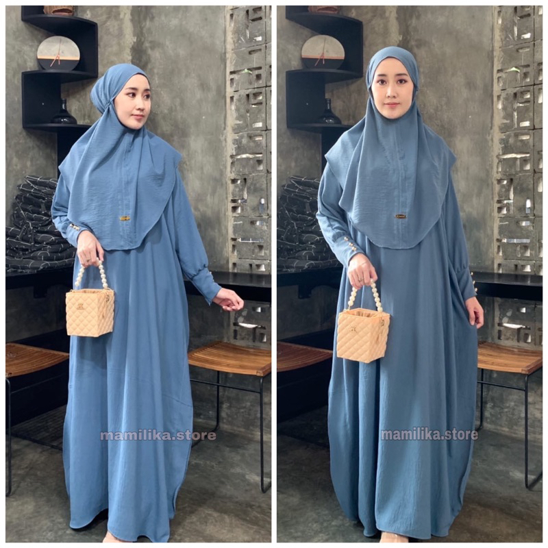 ABAYA SET KHIMAR LAUDYA CRINKEL AIRFLOW