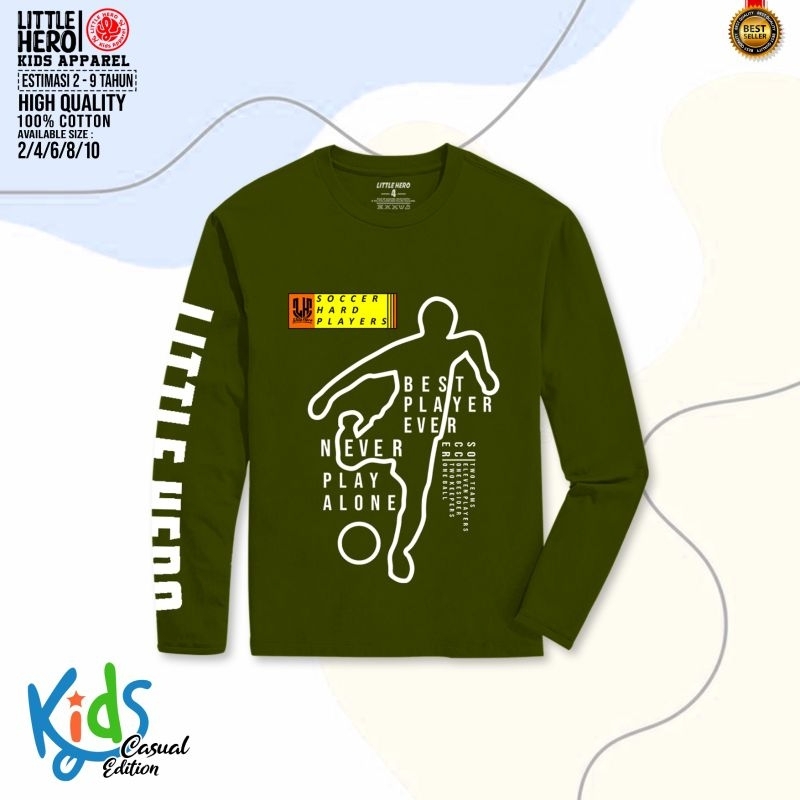 Baju Kaos Anak Laki Laki Cowok Lengan Panjang Little Hero Usia 2 3 4 5 6 7 8 Tahun