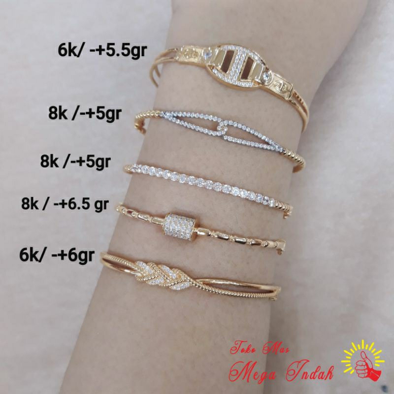 Gelang fashion dewasa emas asli Kadar 300/6k&375/8k
