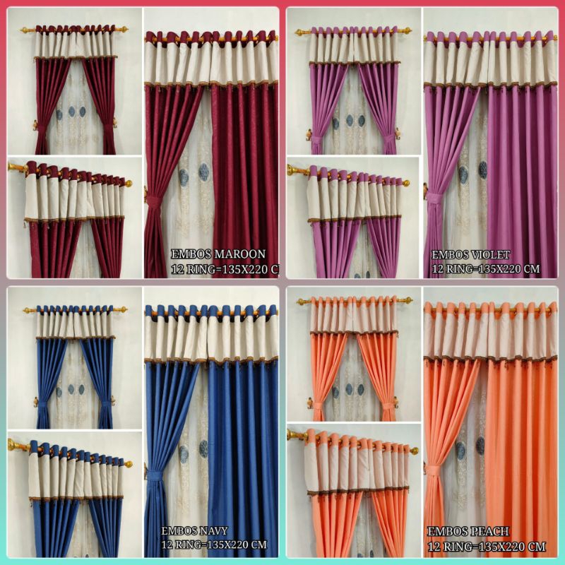 Gorden Konbinasi Renda Embos Clasic 135*220