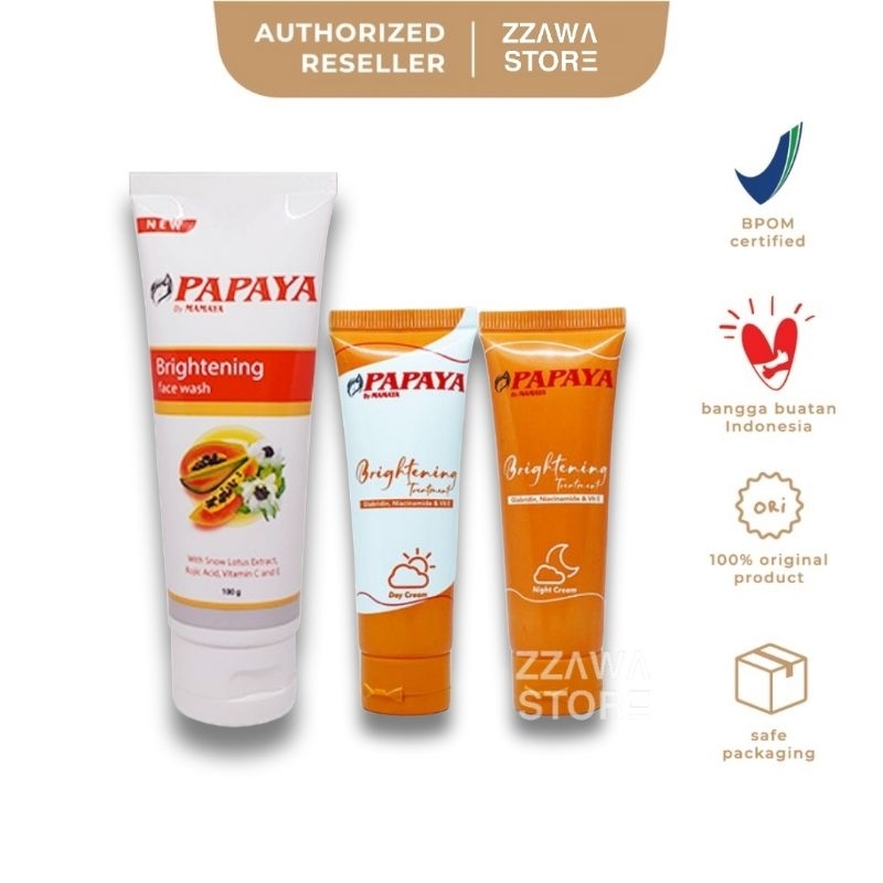 MAMAYA Papaya Skincare Paket 4pcs ( Face Wash 100gr + Day Cream 20gr + Night Cream 20gr + Toner 60 ml )