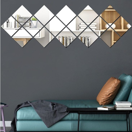 Wall Mirror Sticker Anti Pecah Segi Enam Tempel Sticker Kaca Hexagonal Mirror Wall Decoration Sticke