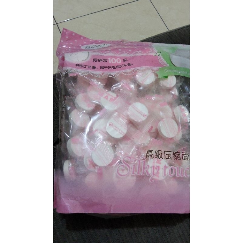 Compressed Paper MaskSilky Touch import masker wajah 100pcs(100 biji)