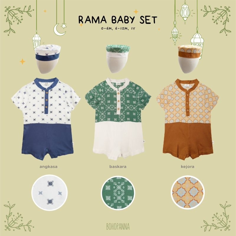 BOHOPANNA - RAMA SET - RAMA BABY SET - BAJU KOKO ANAK - SETELAN BAJU IDUL FITRI ANAK - PAKAIAN MUSLIM ANAK