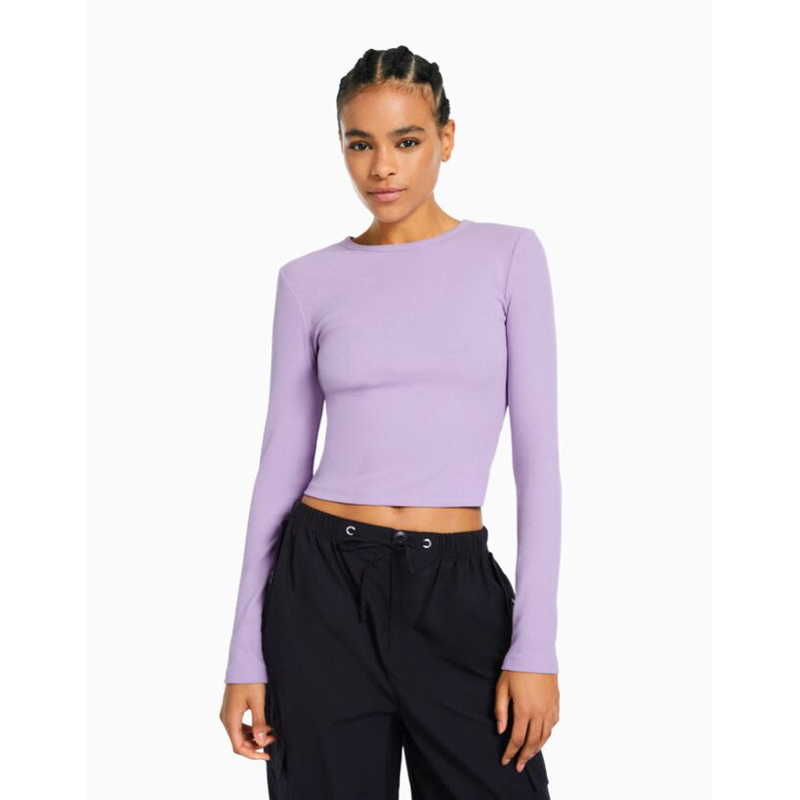 Bershka Ribbed Longsleeve Top