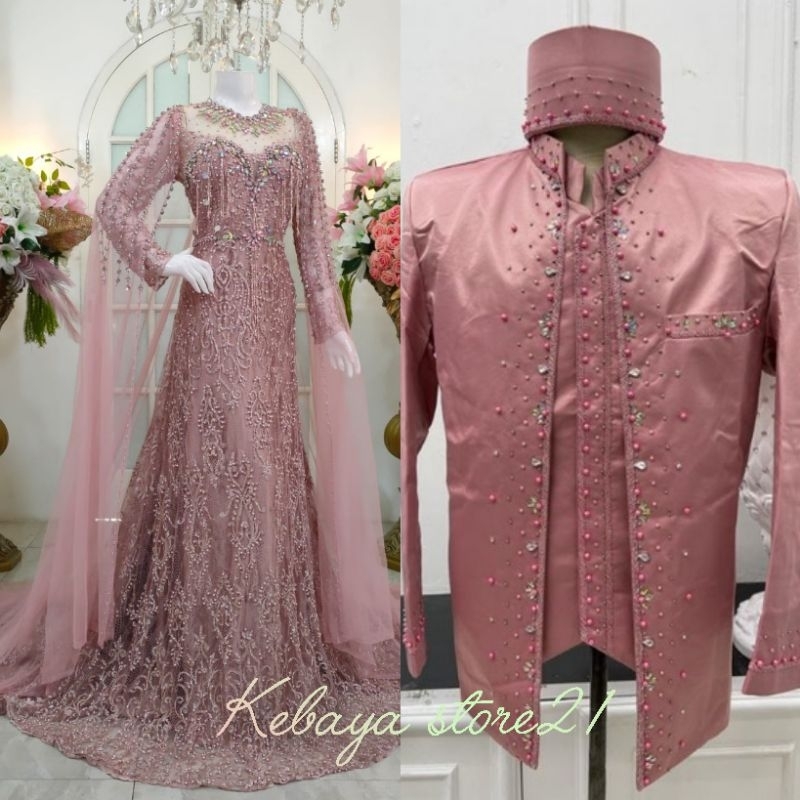 COUPLE GAUN WEDDING  BALERO/BAJU PENGANTIN COUPLE/KEBAYA PENGANTIN BEREKOR/GAUN SLIM BEREKOR