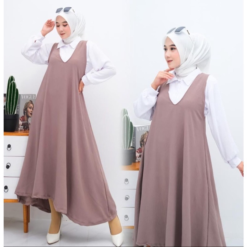 Tamstore Set Midi Dress 2 in 1 Crinkle Airflow Setelan Kemeja Midi