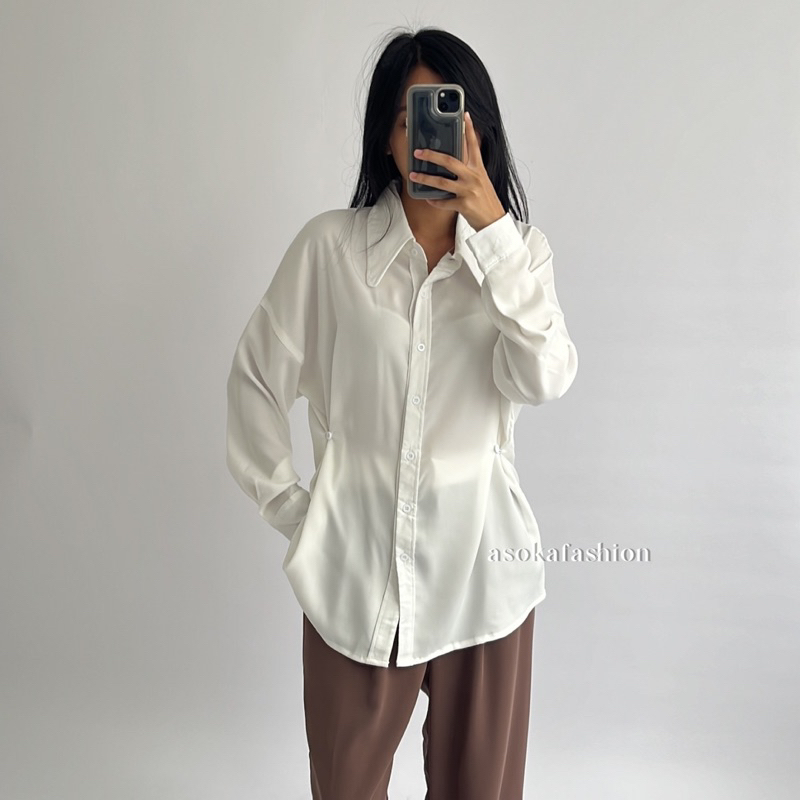 ASOKA Hermesa Shirt 2044 - Kemeja Trendy Oversize Polos Wanita - Outfit Lebaran