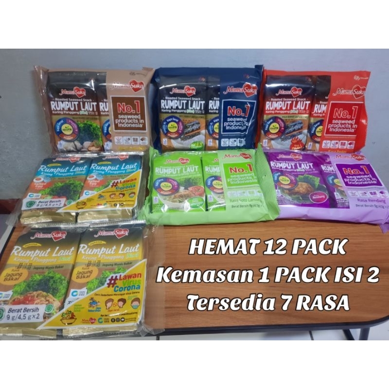 

PAKET HEMAT 12 PACK RUMPUT LAUT NORI MAMASUKA (1 PAKET = 12 PACK isi 24 BUNGKUS) Mama suka