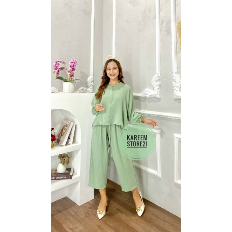 Setelan Crinkle Airflow Busui Vanaya One Set Daily Oversize Ld 120 Polos / one set jumbo