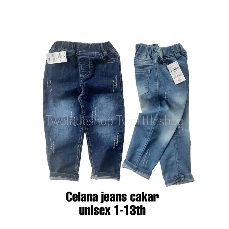 Celana jeans panjang anak ripped unisex 1-13Tahun