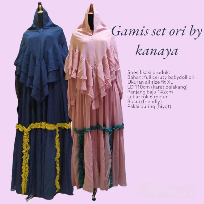 Gamis set qalisa by kanaya syari ori gamis ceruty babydoll